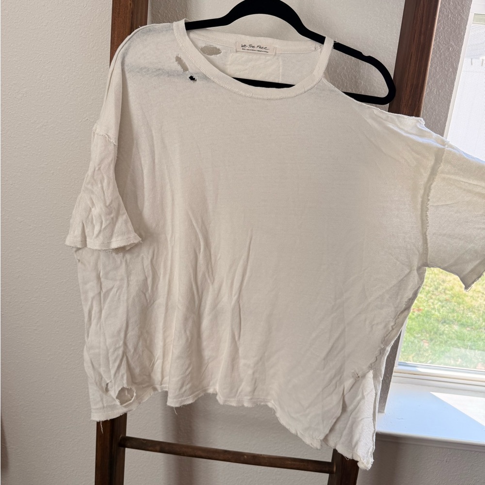 We The Free Distressed White Tee